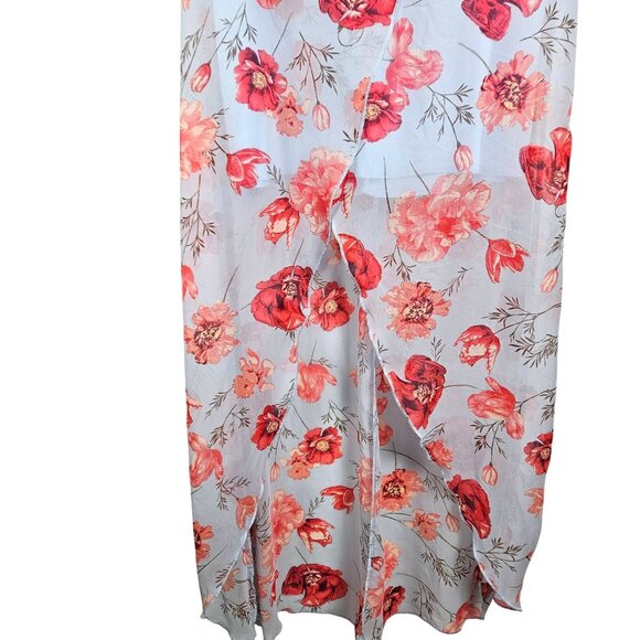 Charlotte Russe Womens Med Floral Maxi Dress Wrap Detail Flutter Sleeves Flowy - Picture 5 of 10